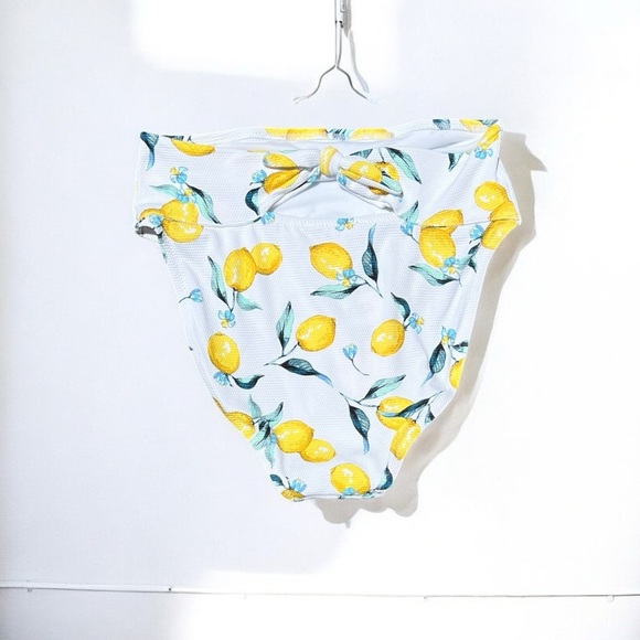 🌻NEW w/tags Jessica Simpson Lemons High Waisted Tie Back Bikini Bottom Size S - Picture 5 of 11
